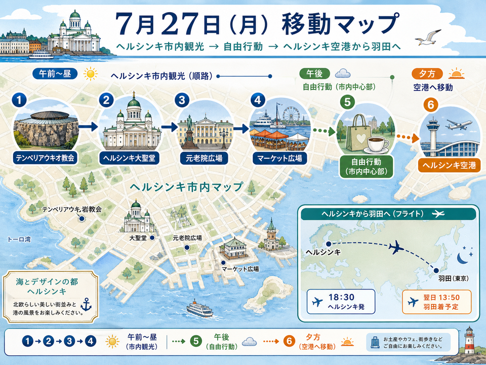ヘルシンキ市内観光から帰路へ